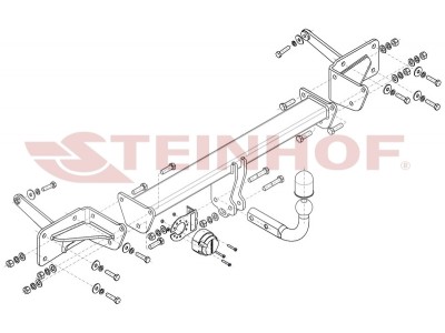 Фаркоп для Volkswagen T7 Multivan STM, STN 08/2021-н.в. условно-съемное крепление шара №V-083
