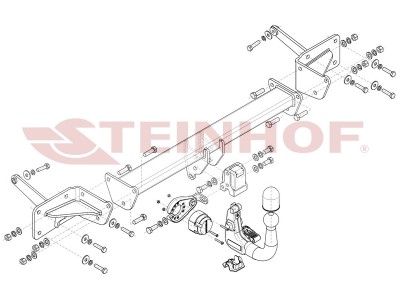 Фаркоп для Volkswagen T7 Multivan STM, STN 08/2021- вертикальное быстросъемное крепление шара на ключе №V-084