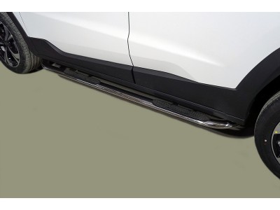 Пороги овальные гнутые с накладкой 75х42 мм для JAC JS4 2020 – н.в. JACJS422-06