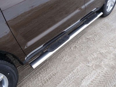 Пороги труба овальная с накладками 120-60 мм для Geely Emgrand X7 № GEELEMGX715-08
