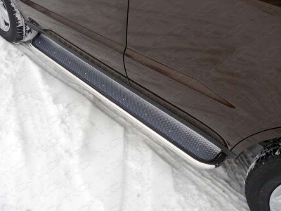 Пороги с площадкой нержавеющий лист 42 мм для Geely Emgrand X7 № GEELEMGX715-10