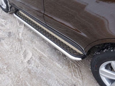 Пороги с площадкой алюминиевый лист 60 мм для Geely Emgrand X7 № GEELEMGX715-11