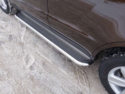 Пороги с площадкой нержавеющий лист 60 мм для Geely Emgrand X7 № GEELEMGX715-12