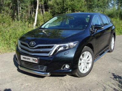 Защита переднего бампера овальная 75х42 мм для Toyota Venza № TOYVEN13-03