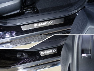 Накладки на пороги шлифованный лист надпись Subaru XV 4 штуки для Subaru XV № SUBXV17-28