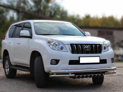 Защита переднего бампера d 76+60 с защитой картера d-43 для Toyota Land Cruiser Prado 150 2009-2013 LCPR10_1.4