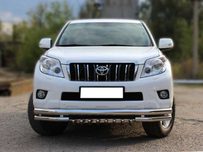 Защита переднего бампера d 76+60 с защитой картера d-43 для Toyota Land Cruiser Prado 150 2009-2013