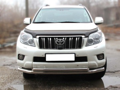 Защита переднего бампера d-76+60 (длинная) для Toyota Land Cruiser Prado 150 2009-2013