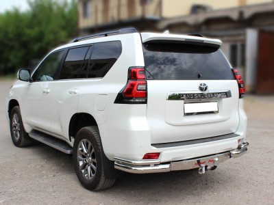 Защита заднего  бампера  "уголки" d-76+43 (под фаркоп BOZAL и LEADER) для Toyota Land Cruiser Prado 150 2017-2020 LCPR17_3.1.1