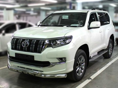 Защита переднего бампера  d-76 с доп.накладками для Toyota Land Cruiser Prado 150 STYLE 2019 – н.в.