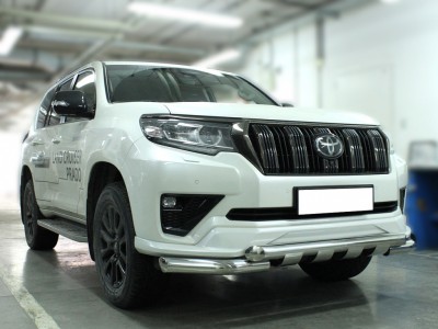 Защита переднего бампера  d-76 с доп.накладками для Toyota Land Cruiser Prado 150 BLACK ONYX 2020 – н.в. LCPR20_1.8BO