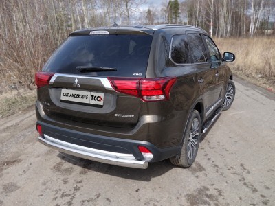 Защита заднего бампера овальная 75х42 мм для Mitsubishi Outlander № MITOUT15-20