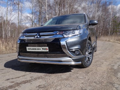 Защита переднего бампера длинная 60 мм для Mitsubishi Outlander № MITOUT15-03