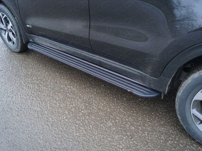 Пороги алюминиевые Slim Line Black для Kia Sportage № KIASPORT18-38B