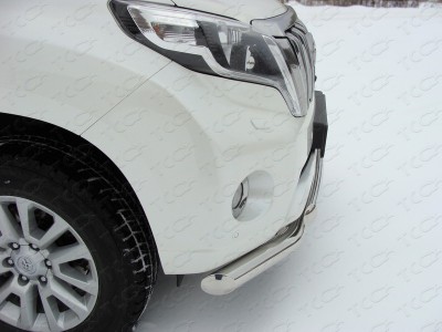 Защита передняя двойная 76-75 мм ТСС для Toyota Land Cruiser 150 2009-2017