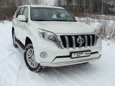 Защита передняя овальная 75х42 мм для Toyota Land Cruiser 150 № TOYLC15013-02