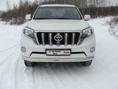 Защита передняя овальная 75х42 мм ТСС для Toyota Land Cruiser 150 2013-2017