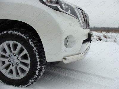 Защита передняя овальная 75х42 мм ТСС для Toyota Land Cruiser 150 2013-2017