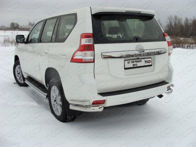 Защита задняя двойные уголки 76-42 мм ТСС для Toyota Land Cruiser 150 2013-2017