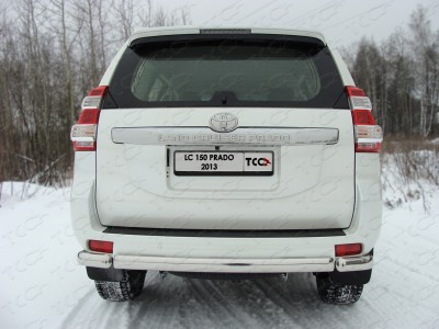 Защита заднего бампера овальная 75х42 мм ТСС для Toyota Land Cruiser 150 2013-2017