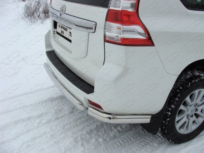 Защита заднего бампера овальная 75х42 мм ТСС для Toyota Land Cruiser 150 2013-2017