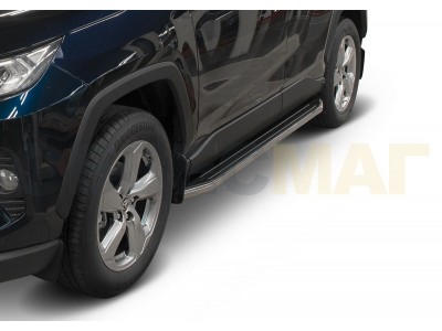 Пороги алюминиевые Rival Premium для Toyota RAV4 2019-2021