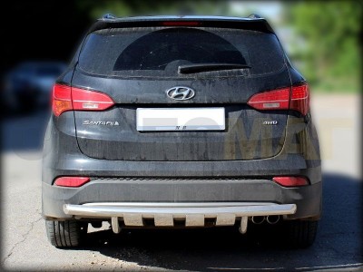 Защита заднего бампера 60 мм с доп защитой для Hyundai Santa Fe № HSF12_3.1