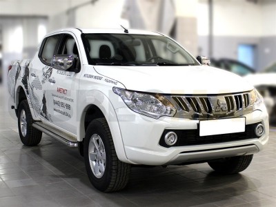 Пороги с площадкой алюминиевый лист 60 мм для Mitsubishi L-200 № MPL14_3.2