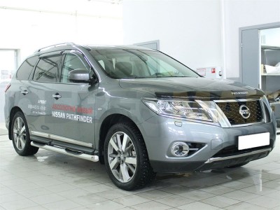 Пороги труба с накладками 76 мм со скосами для Nissan Pathfinder № NP14_2.1