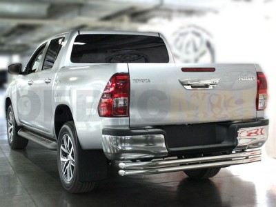 Защита заднего бампера двойная 53-53 мм для Toyota Hilux № TH15_3