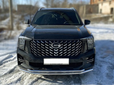 Защита переднего бампера с подгибами двойная d-60+43 для GAC GS8 II Рестайлинг 2021 – н.в. GGS8_1