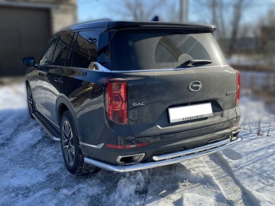 Защита заднего бампера полноразмерная  двойная d-60+43  для GAC GS8 II Рестайлинг 2021 – н.в. GGS8_3