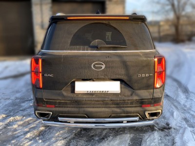 Защита заднего бампера радиусная двойная d-60+43 для GAC GS8 II Рестайлинг 2021 – н.в. GGS8_3.4