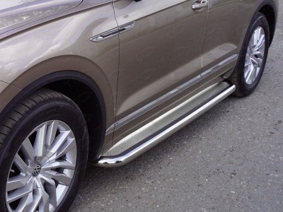 Пороги с площадкой нержавеющий лист 60 мм для Volkswagen Touareg № VWTOUAR18-31