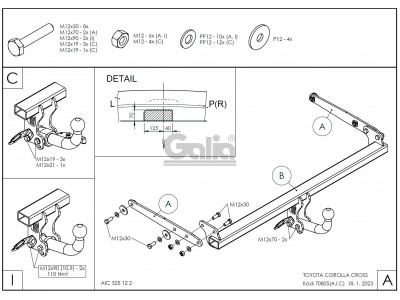 Фаркоп оцинкованный для Toyota Corolla Cross 2022-н.в. быстросъемное крепление шара №T080C
