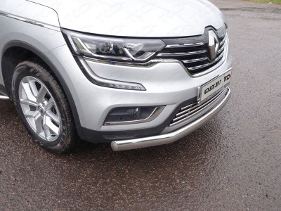 Защита передняя овальная 75х42 мм ТСС для Renault Koleos 2018-2021