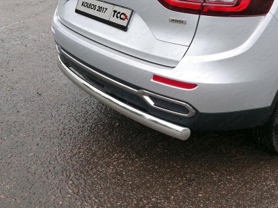Защита заднего бампера 60 мм ТСС для Renault Koleos 2018-2021