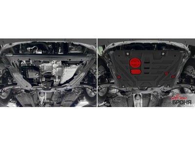 Защита картера (сталь) + комплект крепежа для Haval M6 2023-н.в. (V - 1.5, робот, передний привод)