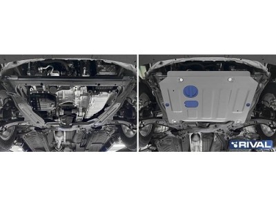 Защита картера + комплект крепежа, Rival, Алюминий, Haval M6, V-1.5, Робот, передний, 2023-н.в.