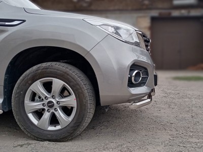 Защита переднего бампера d-60+43радиусная двойная Технотек для Haval H9 2017 – н.в.