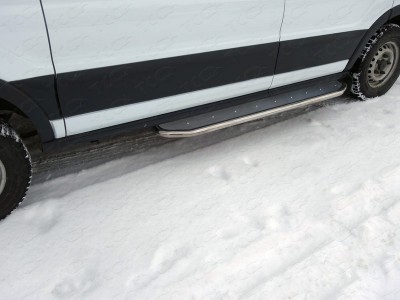 Порог с площадкой правый нержавеющий лист укороченный 42 мм для Ford Transit № FORTRAN16-10