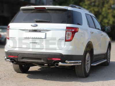 Защита задняя уголки двойные 60-43 мм для Ford Explorer № FE2013_3.1