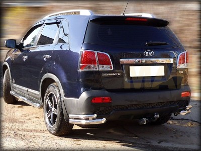 Защита задняя уголки двойные 60-43 мм для Kia Sorento № KST09 5
