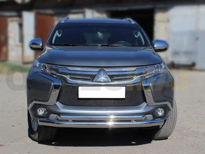 Защита передняя двойная 76-60 мм для Mitsubishi Pajero Sport № MPS16_1