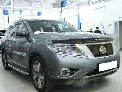 Пороги с площадкой алюминиевый лист 60 мм для Nissan Pathfinder № NP14_2