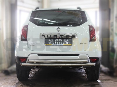 Защита заднего бампера двойная 60-53 мм без фаркопа для Renault Duster Dakar № RDD17_3.2