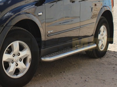 Пороги с площадкой алюминиевый лист 60 мм для Ssang Yong Actyon № SSA_2