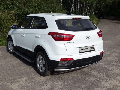 Пороги алюминиевые ТСС с накладкой серые для Hyundai Creta 2016-2021