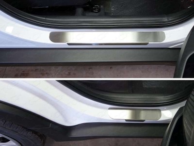 Накладки на пороги шлифованный лист для Hyundai Creta № HYUNCRE16-08