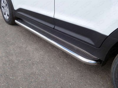Пороги с площадкой нержавеющий лист 60 мм для Hyundai Creta № HYUNCRE16-21